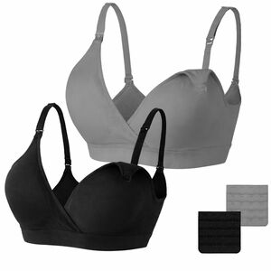 2-Pack Maternity Nursing Bras Size L – Wireless & Comfortable – New